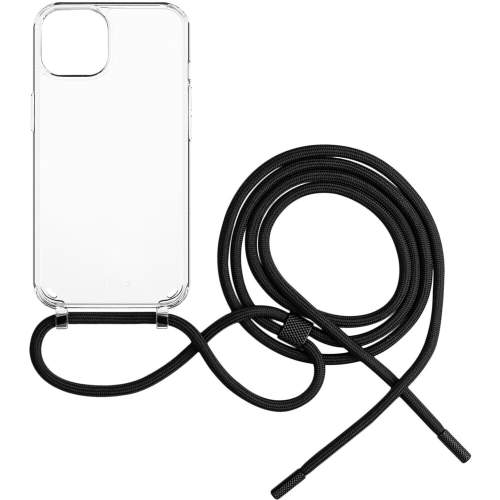 pouzdro na mobil Pouzdro Fixed Pure Neck s černou šňůrkou na krk pro Apple iPhone 12/12 Pro