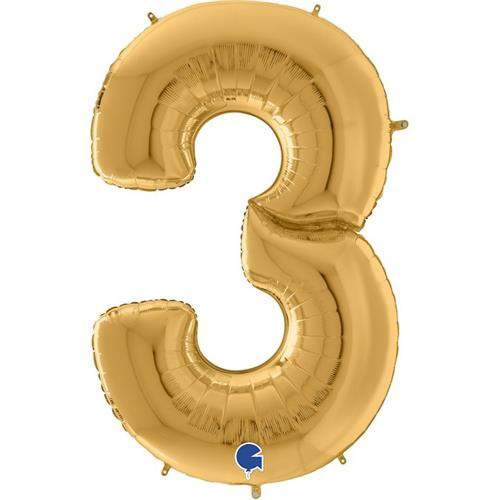 Grabo Balloons Foliová číslice - zlatá 3 - 163 cm
