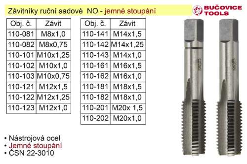 Závitníky ruční sadové M10x1,25 NO jemný závit