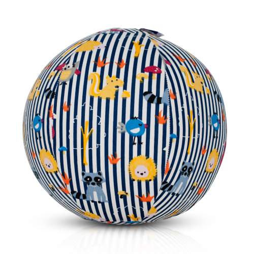 BubaBloon - Látkový nafukovací míč, Se zvířátky modré pruhy