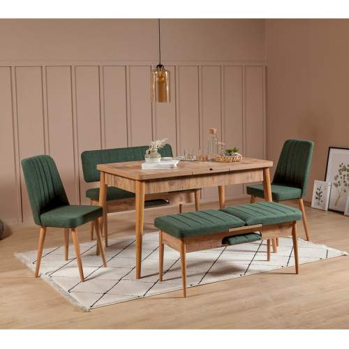 ASIR Jídelní set stůl, židle VINA borovice atlantic, zelená