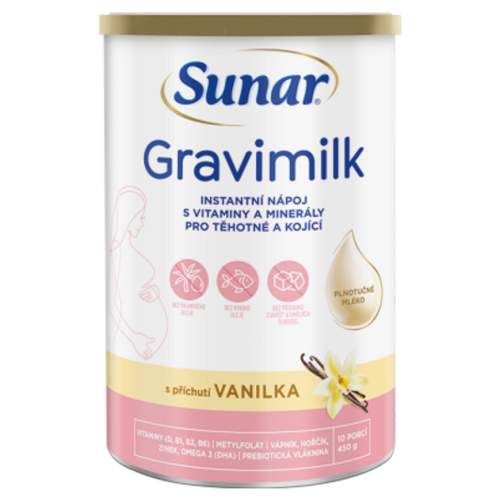 Sunar Gravimilk s příchutí vanilka nápoj pro těhotné a kojící ženy 450g