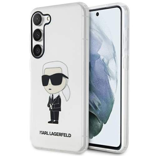 Karl Lagerfeld KLHCS23SHNIKTCT hard silikonové pouzdro Samsung Galaxy S23 5G transparent Ikonik Karl Lagerfeld