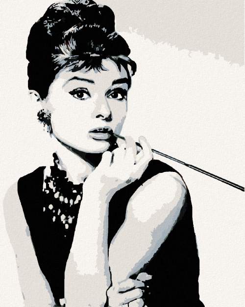 Malování podle čísel: Audrey Hepburn černobílá - Zuty