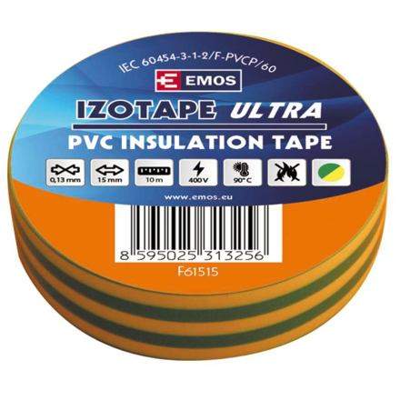 EMOS izolační páska 15mm/10m PVC elektrikářská zeleno-žlutá F61515