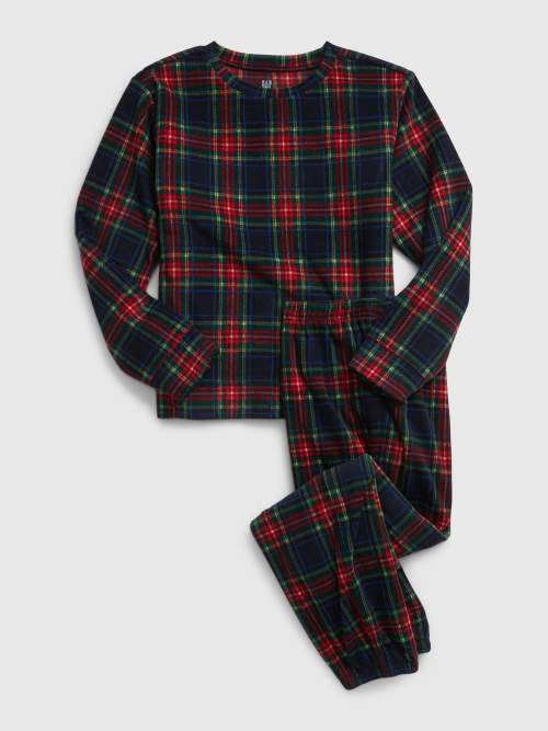 Černo-červené dětské kostkované pyžamo GAP - 128