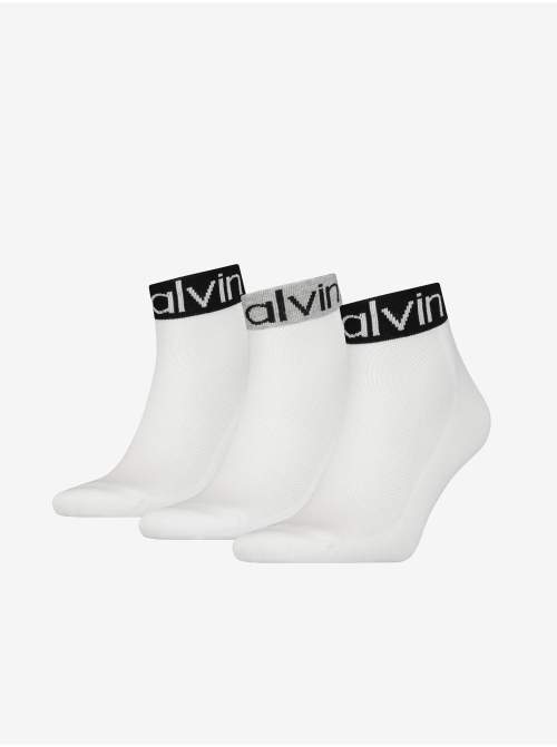 Sada tří párů bílých pánských ponožek Calvin Klein - Pánské