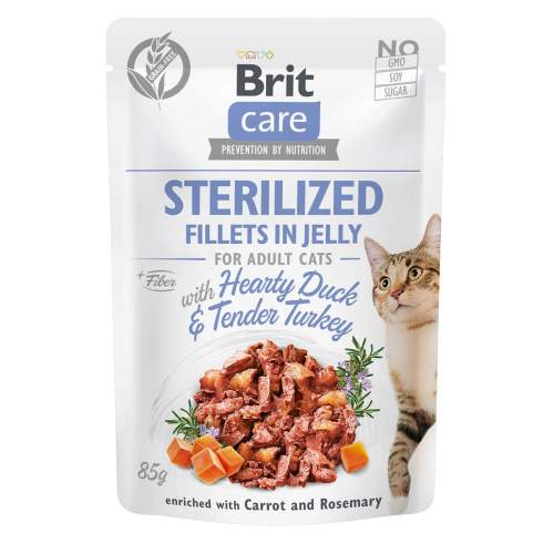 Brit Care Cat Sterilized Fillets in Jelly with Hearty Duck&Tender Turkey  - 1 x 85g