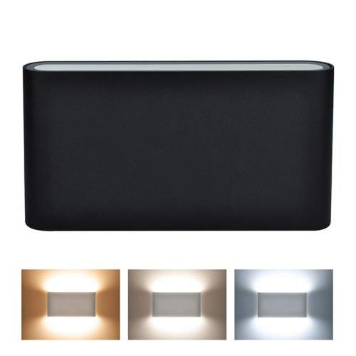 Solight LED venkovní nástěnné osvětlení Modena, 12W, 680lm, 120°, černá WO800-B
