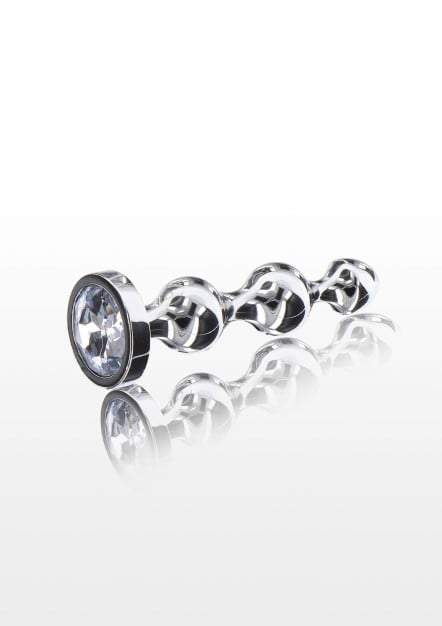 ToyJoy Anal Play Diamond Star Beads Large, kovový anální kolík 13,4 x 2,3–3 cm