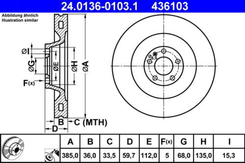 Brzdový kotouč ATE 24.0136-0103.1