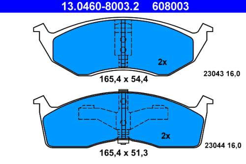 Sada brzdových destiček, kotoučová brzda ATE 13.0460-8003.2