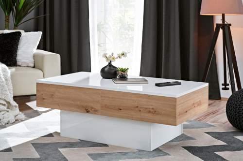 HALMAR Konferenční stolek SLIDE dub artisan/bílý