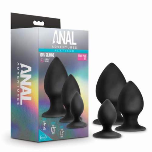 Anal Adventures Platinum Stout - anal dildo set - 3 pcs (black)