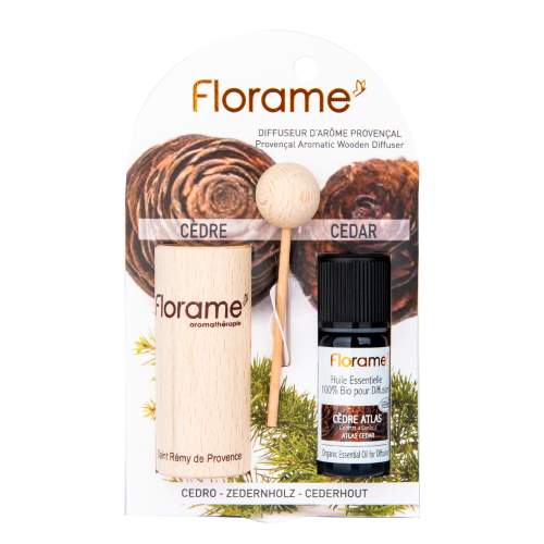 Difuzér provensálský dřevěný + éterický olej Cedr 10 ml BIO   FLORAME