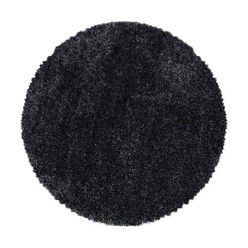 Ayyildiz koberce Kusový koberec Fluffy Shaggy 3500 anthrazit kruh - 200x200 (průměr) kruh cm Černá, Střední (80x160 - 164x240), Syntetický (umělý)