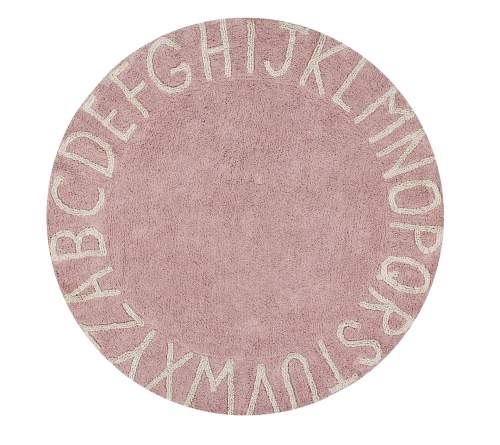 Lorena Canals koberce Bio koberec kusový, ručně tkaný Round ABC Vintage Nude-Natural - 150x150 (průměr) kruh cm Růžová, Malé (80x150 cm a menší), Bavlna