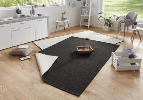 NORTHRUGS - Hanse Home koberce Kusový koberec Twin-Wendeteppiche 103096 schwarz creme - 160x230 cm