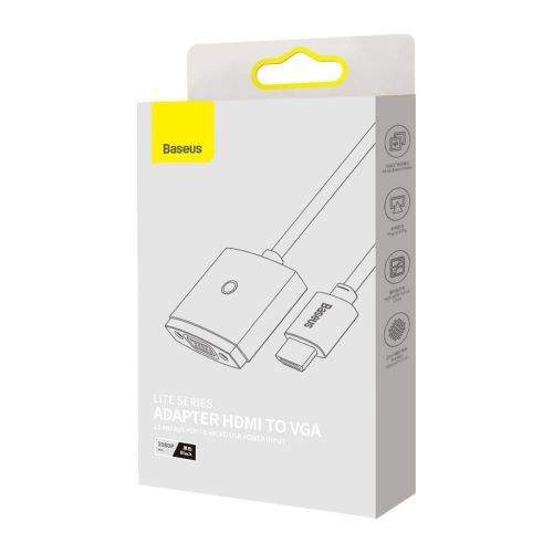 Baseus Video Tool Lite Series zásuvkový adaptér HDMI na VGA + mini jack 3,5 mm / micro USB napájecí zdroj Černý (WKQX010101)