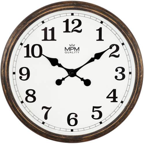 MPM Retro hnědé analogové nástěnné hodiny MPM Western Relic