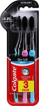 Colgate Slim Soft 3-pack Charcoal zubní kartáčky