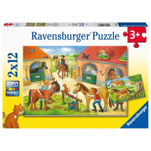 RAVENSBURGER Puzzle Prázdniny na statku s koňmi 2x12 dílků