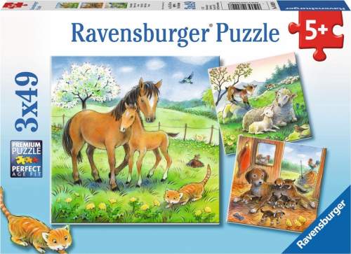 RAVENSBURGER Puzzle Zvířecí mazlení 3x49 dílků