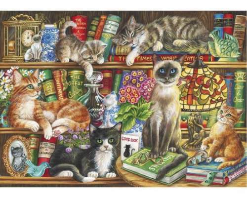 GIBSONS Puzzle Kočičky v knihách 1000 dílků