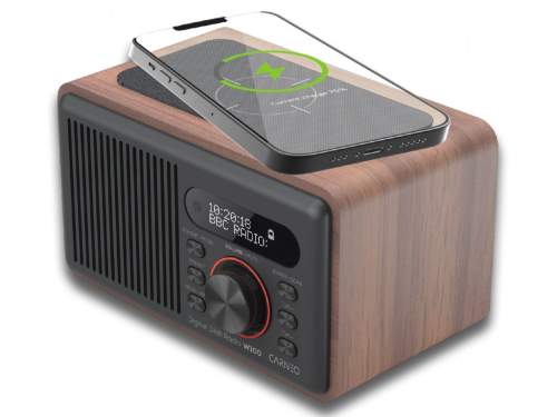 CARNEO W100 Rádio DAB+, FM, BT, Wireless charging, wood