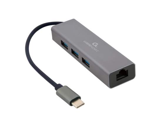 Gembird USB-C GBit adapter + 3x USB 3.1, A-CMU3-LAN-01