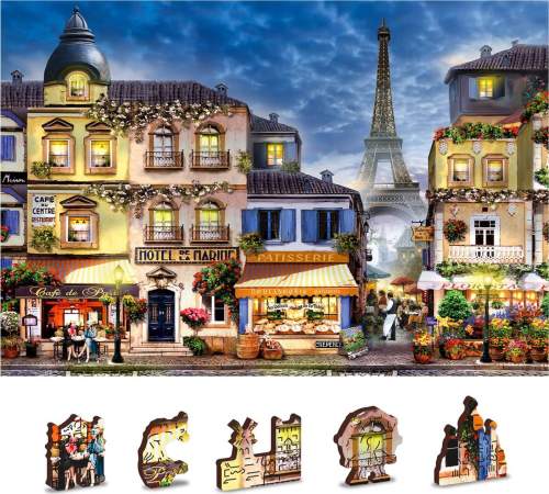 WOODEN CITY Dřevěné puzzle Snídaně v Paříži 2v1, 75 dílků EKO
