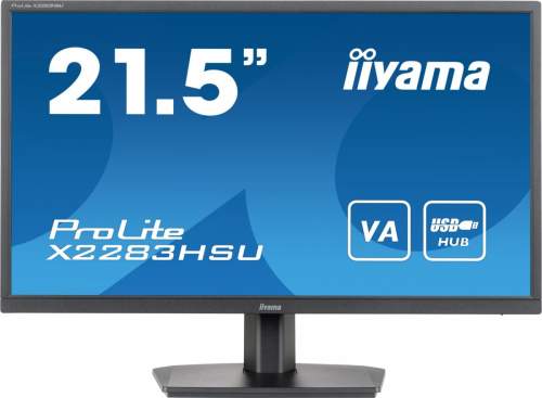 iiyama ProLite X2283HSU-B1 - LED monitor - 22" (21.5" zobrazitelný) - 1920 x 1080 Full HD (1080p) @ 75 Hz - VA - 250 cd/m2 - 3000:1 - 1 ms - HDMI, DisplayPort - reproduktory - matná čerň, X2283HSU-B1