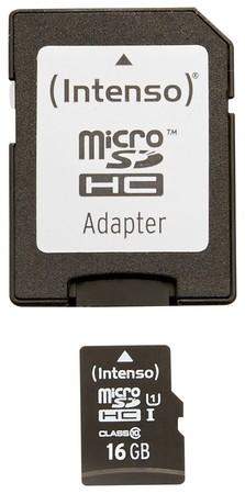 Paměťová karta microSDHC, 16 GB, Intenso Premium, Class 10, UHS-I, vč. SD adaptéru