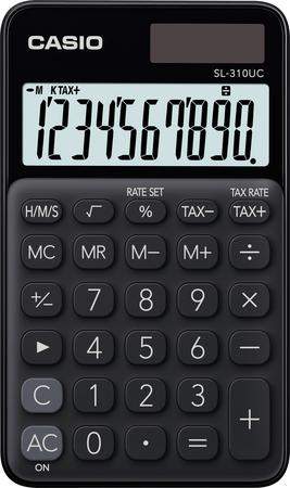 Casio SL-310UC-BK kapesní kalkulačka černá Displej (počet míst): 10 solární napájení, na baterii (š x v x h) 70 x 8 x 118 mm