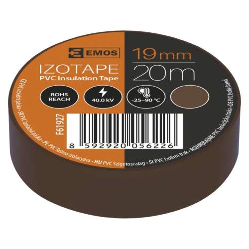EMOS Izolační páska PVC 19mm x 20m hnědá 10 ks