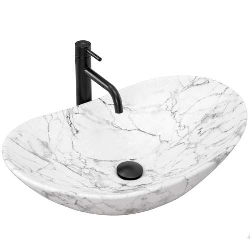 REA Umyvadlo na desku Royal Statuario Marble Matt REA-U8010