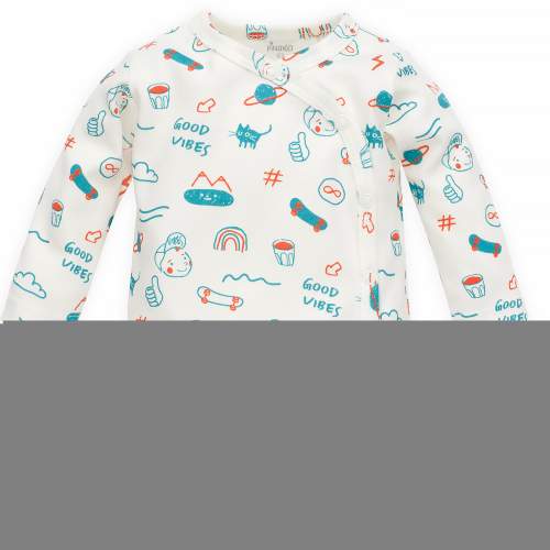 Pinokio Kids's Orange Flip Bodysuit Buttoned Longsleeve