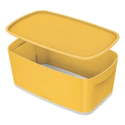 Úložný box s víkem Leitz MyBox Cosy, velikost S, teplá žlutá, 52630019