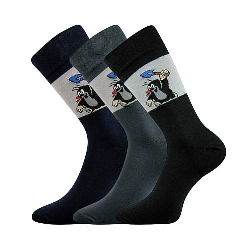 Ponožky s krtečkem Boma Krtek s rýčem 3 ks (navy, šedé, černé), 43-46