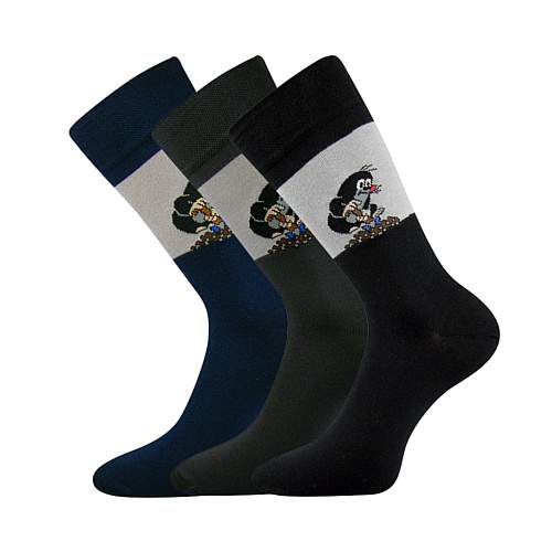 Ponožky s krtečkem Boma Krtek s krtinou 3 ks (navy, šedé, černé), 39-42