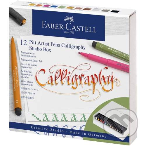Popisovač Faber-Castell Pitt Artist Pen Calligraphy sada 12 ks, studio box