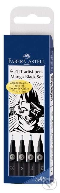PITT umelecké fixky Manga Black set, 4ks - Faber-Castell