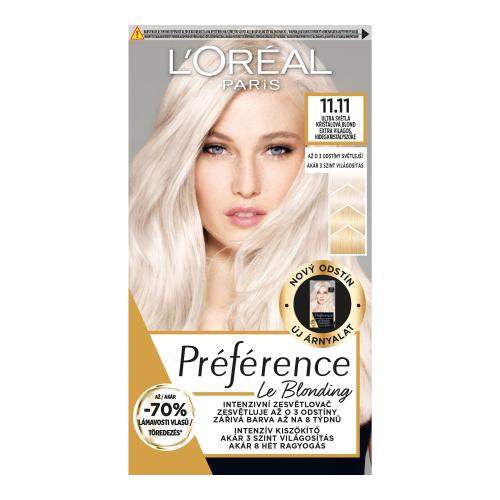 L'Oréal Paris Préférence Le Blonding intenzivní zesvětlovač blond vlasů 1 ks odstín 11.11 Ultra Light Cold Crystal Blonde pro ženy