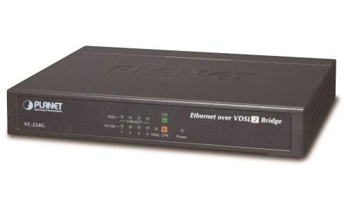 Planet VC-234G, Ethernet VDSL2 konvertor, 4x 1000Base-T, master/slave, profil 30a, G.993.5 Vectoring, G.INP, VC-234G