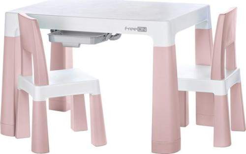 FREEON Plastový stolek s židlemi Neo, bílá,růžová