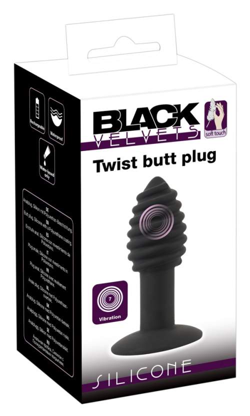 Black Velvet Twist - rechargeable, silicone anal vibrator (black)