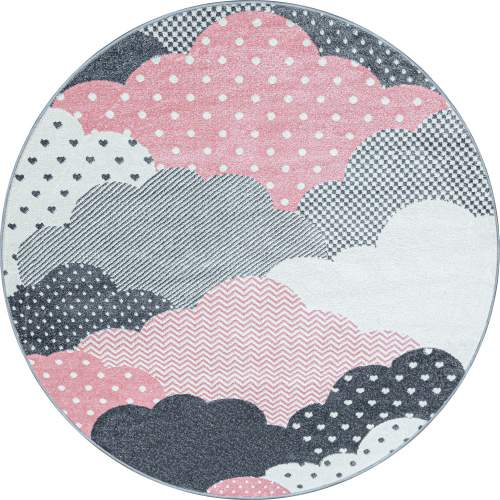 Ayyildiz koberce Dětský kusový koberec Bambi 820 pink kruh - 120x120 (průměr) kruh cm Růžová, Střední (80x160 - 164x240), Syntetický (umělý)