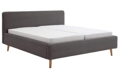 Šedá manšestrová postel s roštem a úložným prostorem Meise Möbel Mattis Cord, 180 x 200 cm