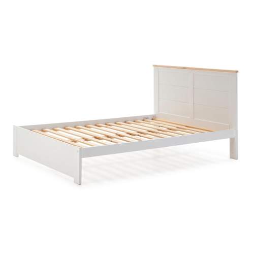 Bílá borovicová dvoulůžková postel Marckeric Akira 160 x 200 cm