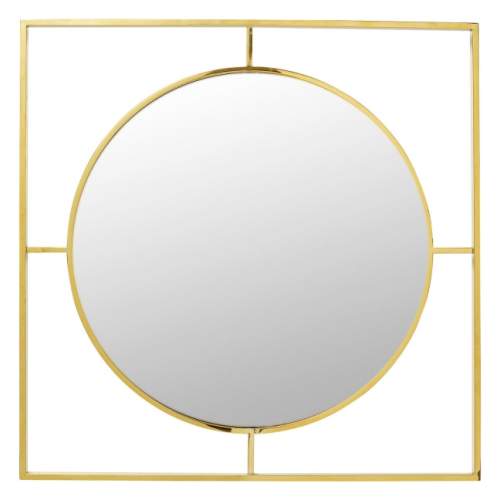 KARE Design Kulaté zrcadlo se zlatým rámem Stanford Ø90cm